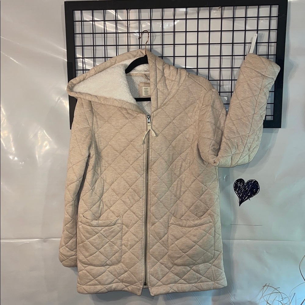 Anthropologie Tan Quilted Puffer Jacket